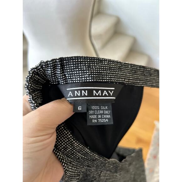 Vintage Ann May Black & White Micro Dot Silk Skirt Short Top Set Old Money - Picture 12 of 14